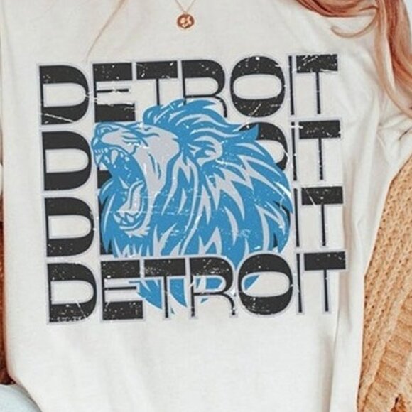 Detroit Football Shirt Detroit Lions NFL Team Graphic Fan Pride Tee 90 - Picture 2 of 5